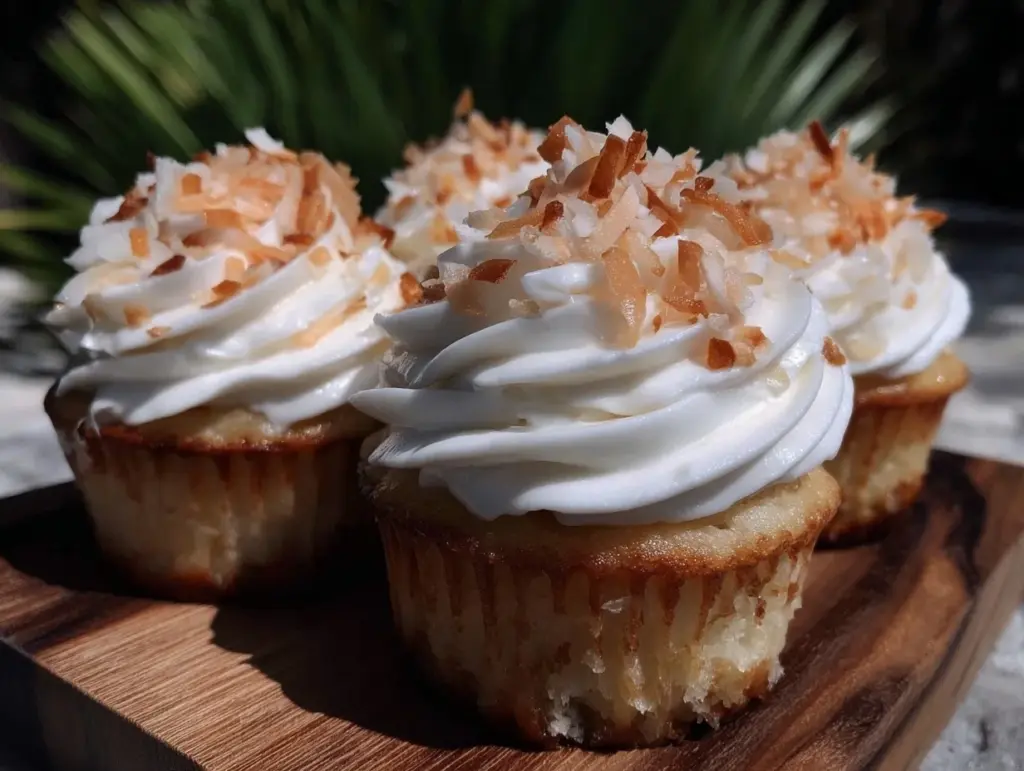 creamy piña colada cupcakes - featured image