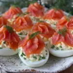 creamy smoked salmon deviled eggs - featured image