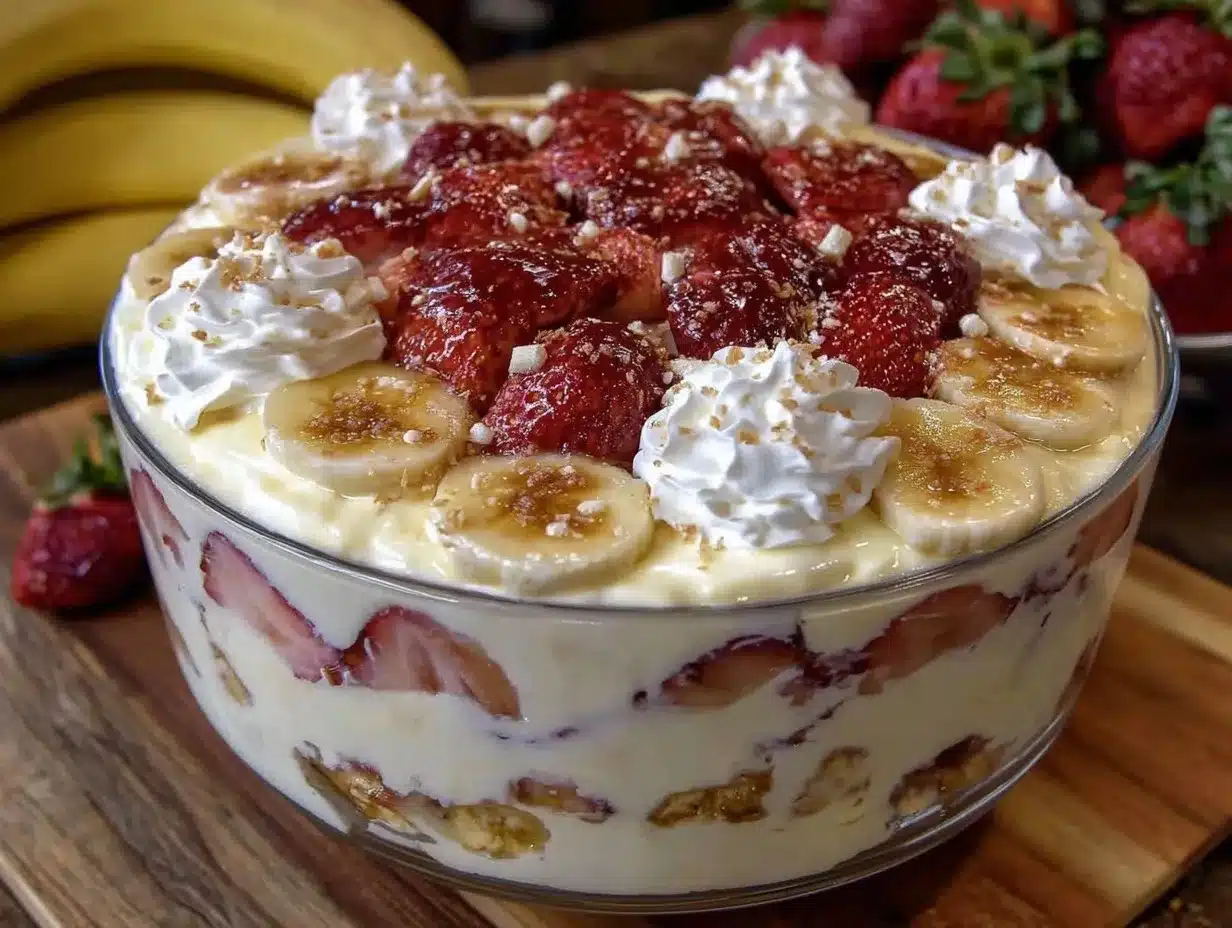 creamy strawberry banana pudding trifle preparation steps