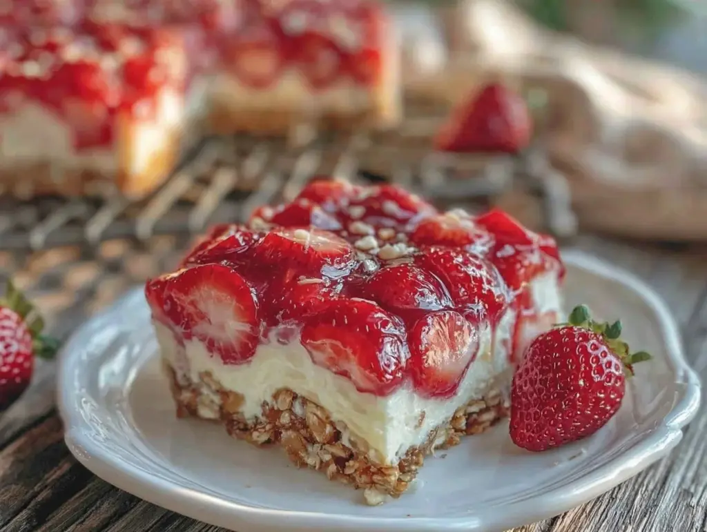 creamy strawberry pretzel salad - featured image