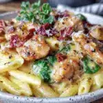 creamy tuscan chicken pasta - featured image