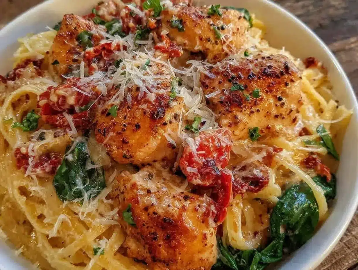 creamy tuscan chicken pasta preparation steps
