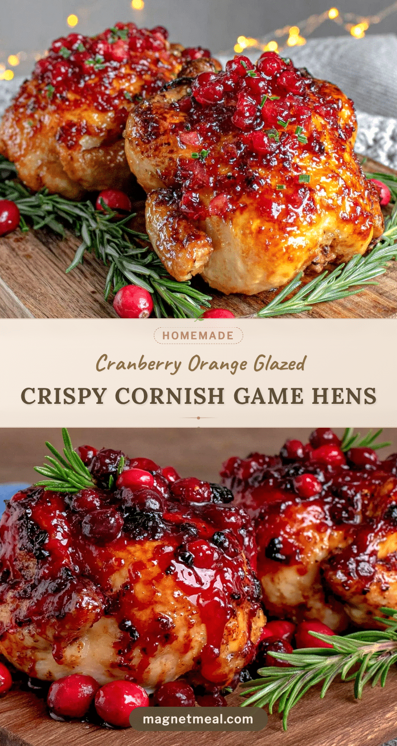 crispy cranberry orange glazed cornish game hens recipe