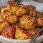 crispy garlic butter roasted potatoes - featured image