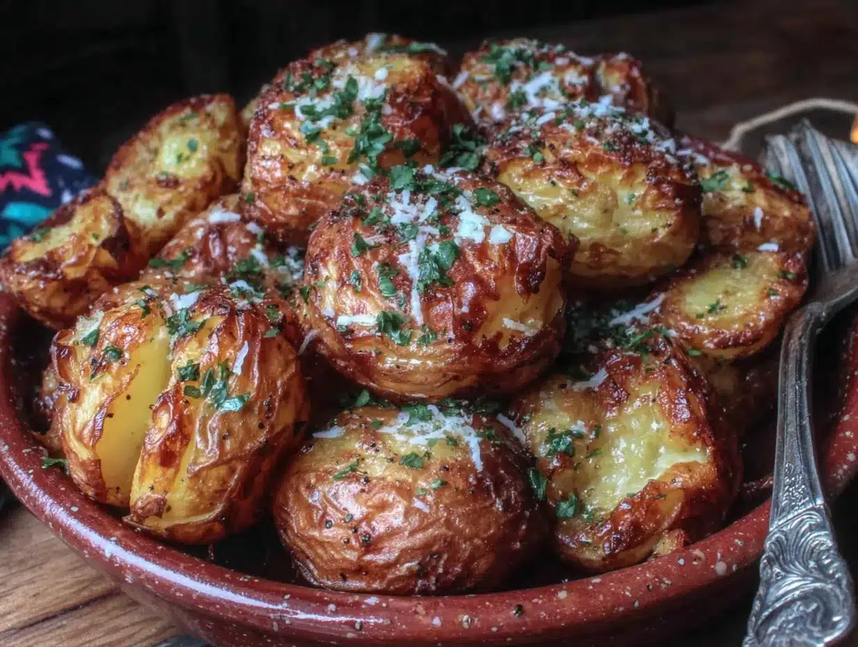 crispy garlic butter roasted potatoes preparation steps