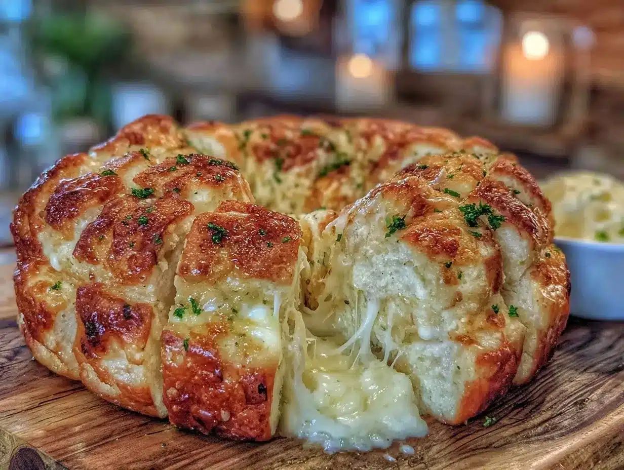 crispy garlic cheese pull-apart bread preparation steps