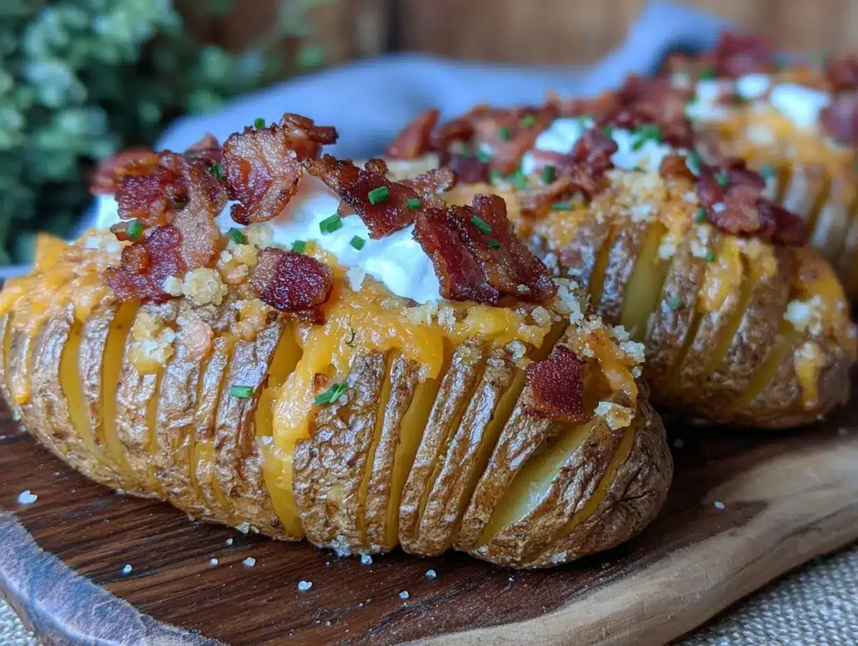 Crispy Loaded Hasselback Potatoes with Bacon preparation steps