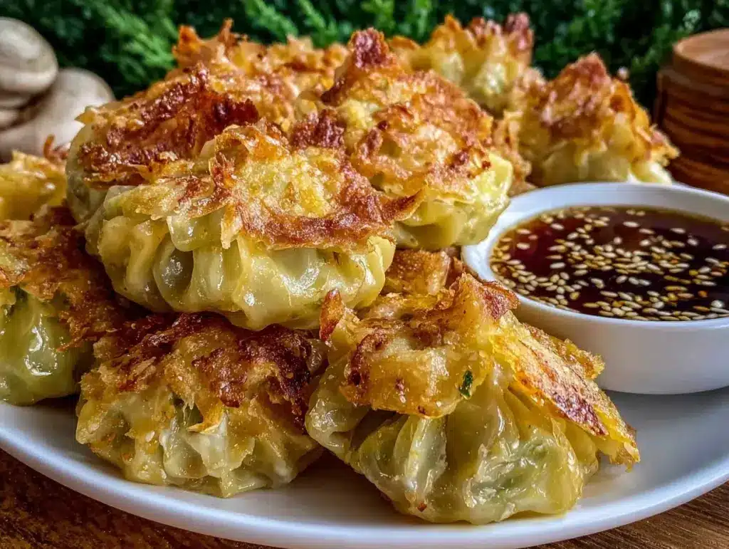 crispy pork and cabbage potstickers - featured image