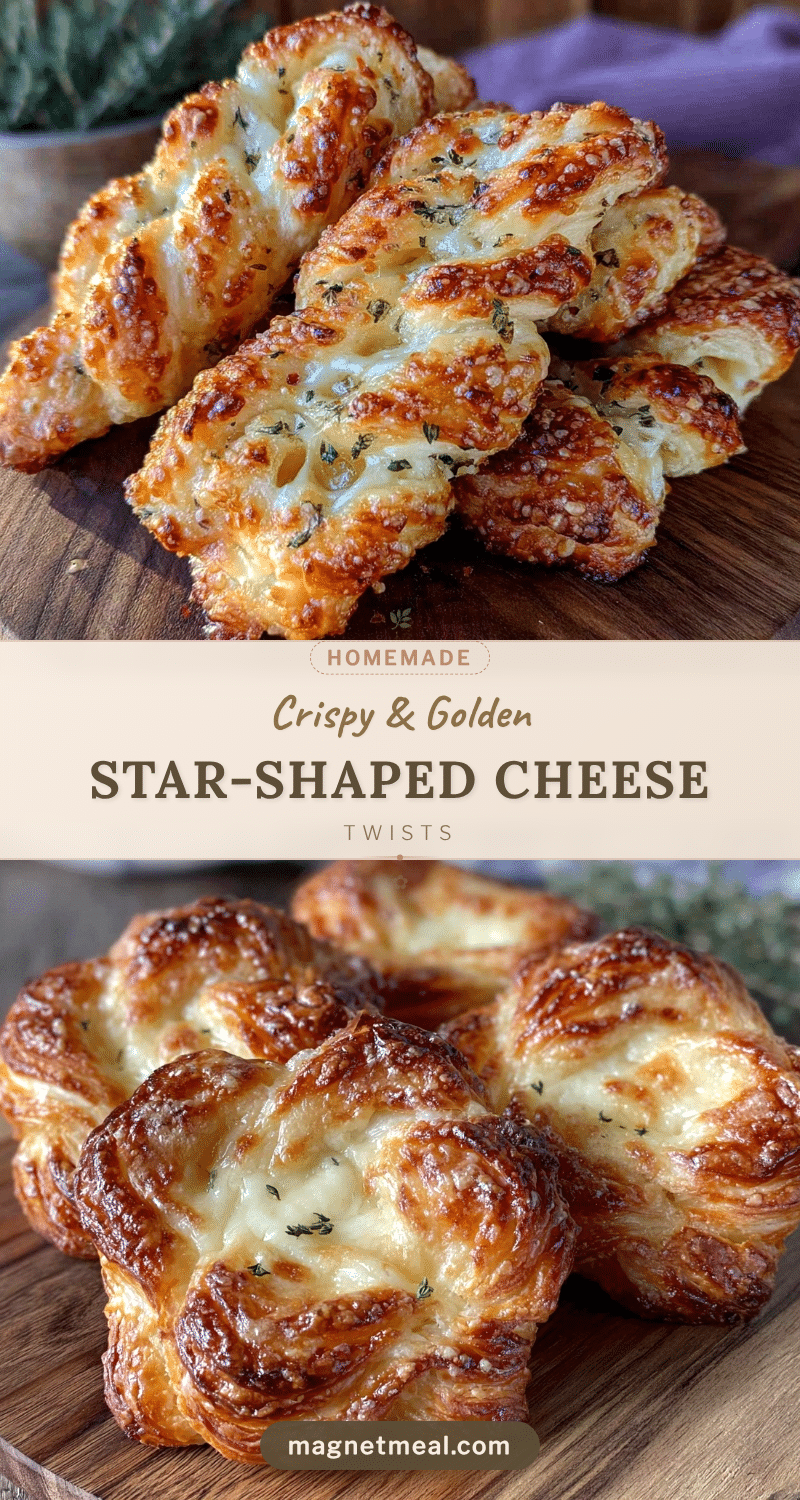 crispy star-shaped puff pastry cheese twists recipe