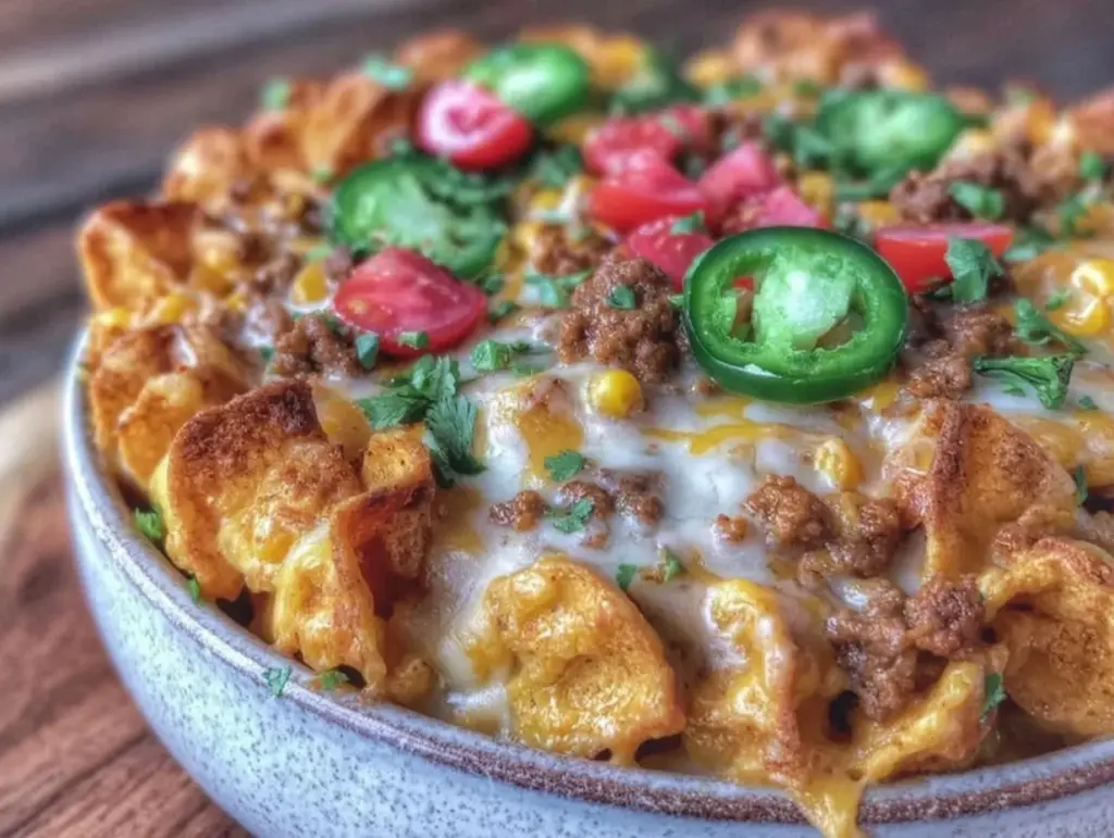crispy walking taco casserole - featured image