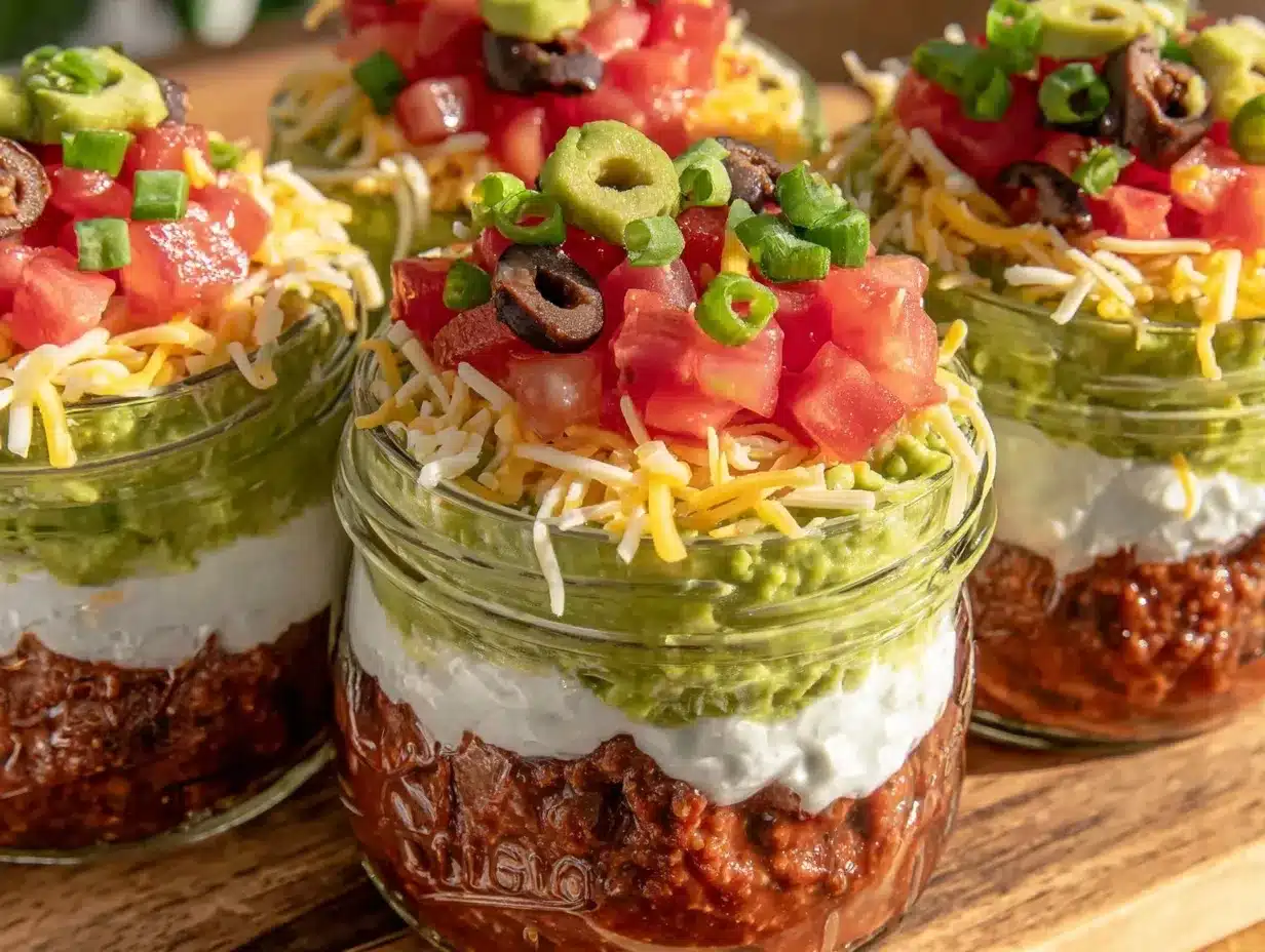 easy 7-layer dip jars preparation steps