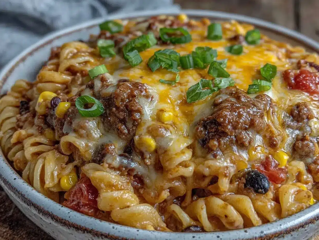 easy cheesy one-pot taco pasta preparation steps