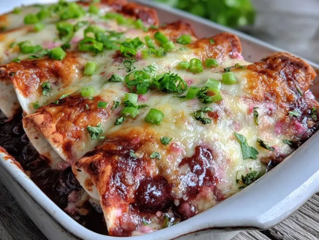 easy cheesy sweet potato black bean enchiladas - featured image