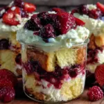 easy triple berry trifle jars - featured image