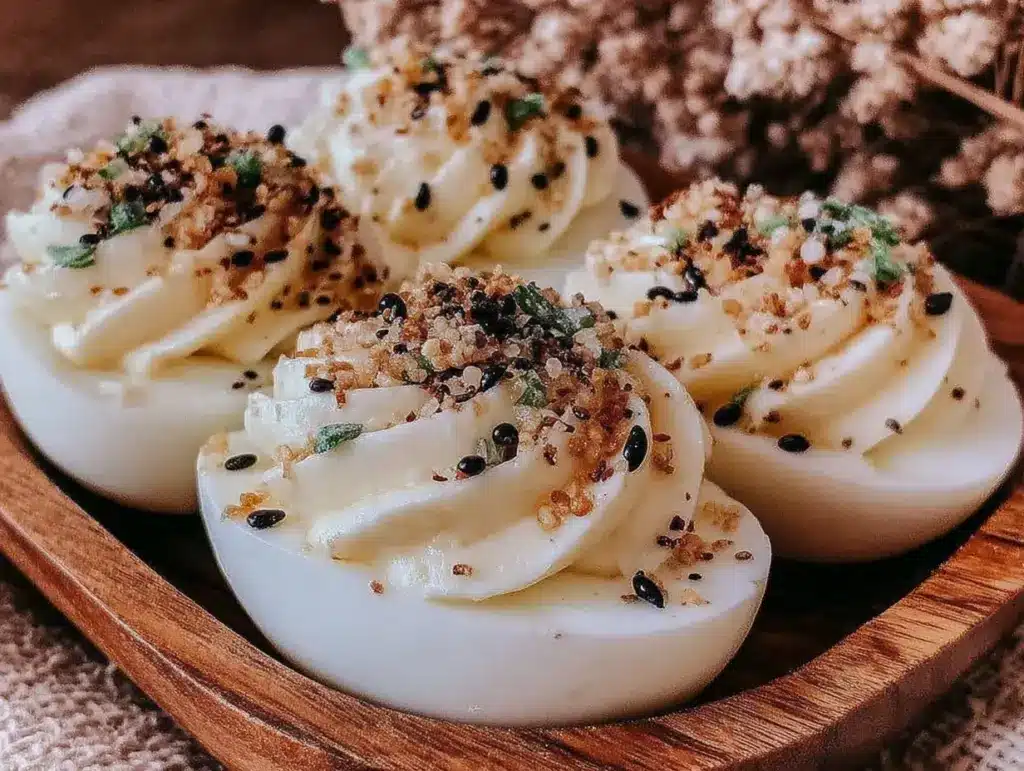 everything bagel seasoning deviled eggs - featured image