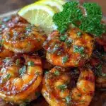 garlic butter grilled shrimp skewers - featured image