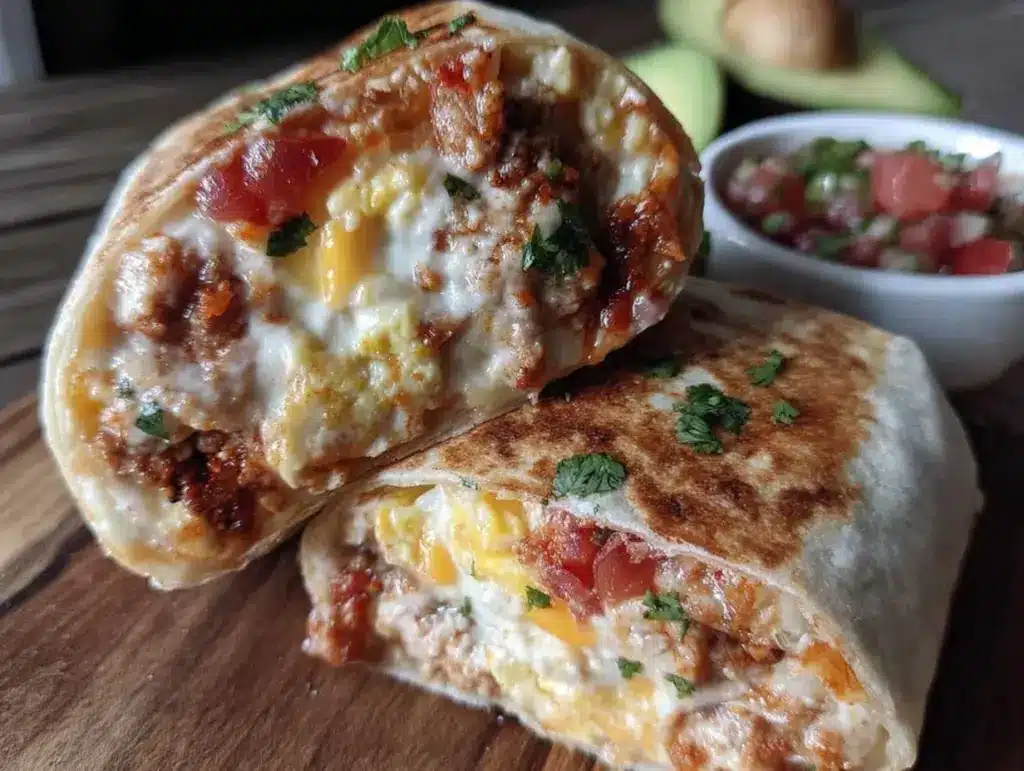 loaded breakfast burrito with spicy chorizo - featured image