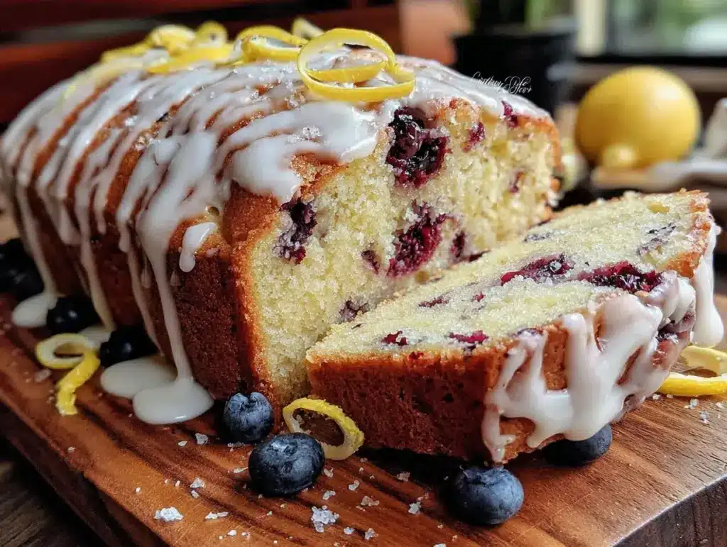 moist blueberry lemon pound cake - featured image