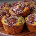 moist chocolate chip banana bread muffins - featured image