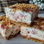 no-bake strawberry cheesecake bars - featured image