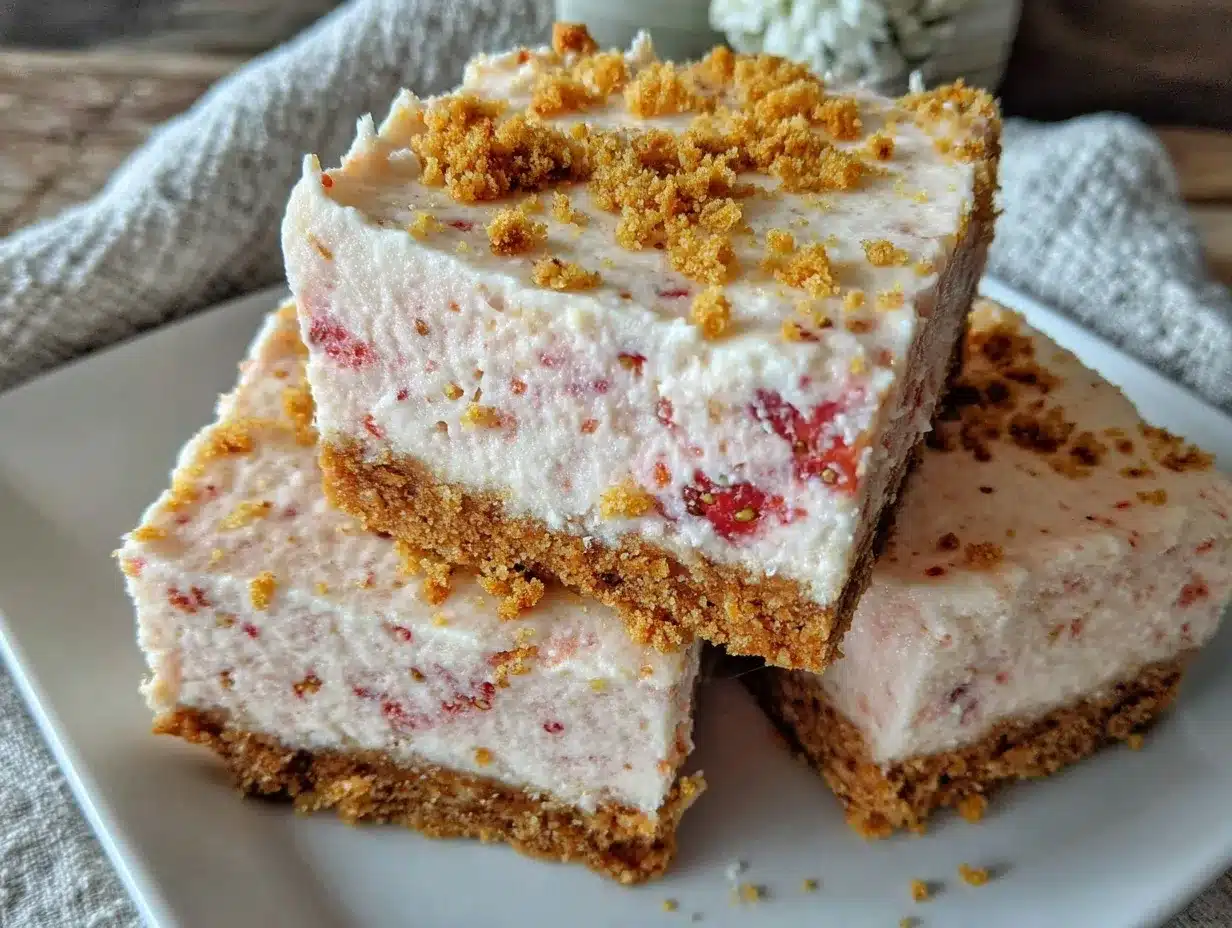 no-bake strawberry cheesecake bars preparation steps