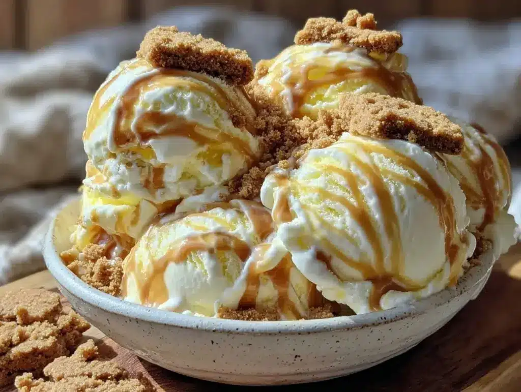 no-churn Biscoff cookie butter ice cream - featured image
