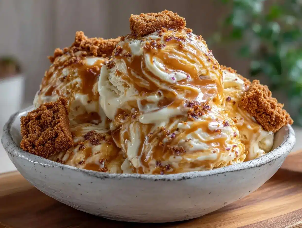 no-churn Biscoff cookie butter ice cream preparation steps