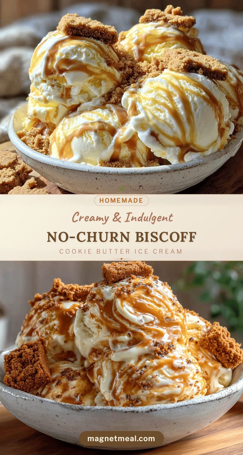 no-churn Biscoff cookie butter ice cream recipe