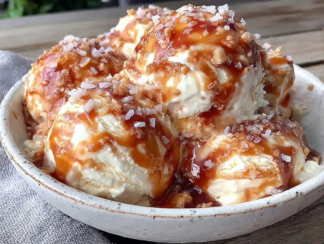 no-churn salted caramel swirl ice cream preparation steps