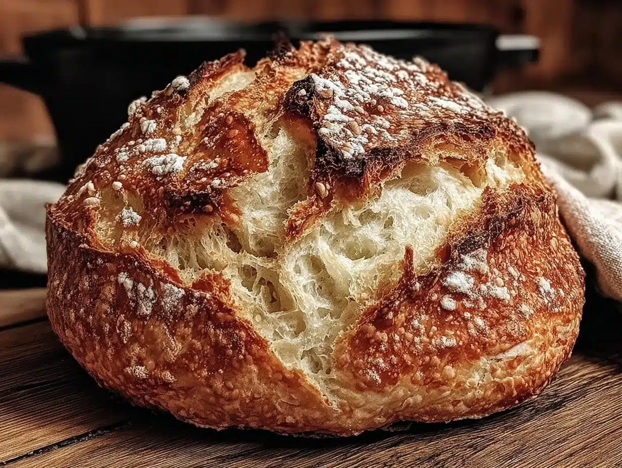 no-knead Dutch oven artisan bread preparation steps