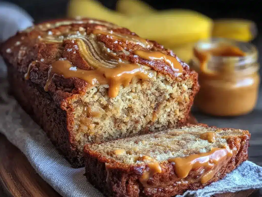 peanut butter swirl banana bread - featured image