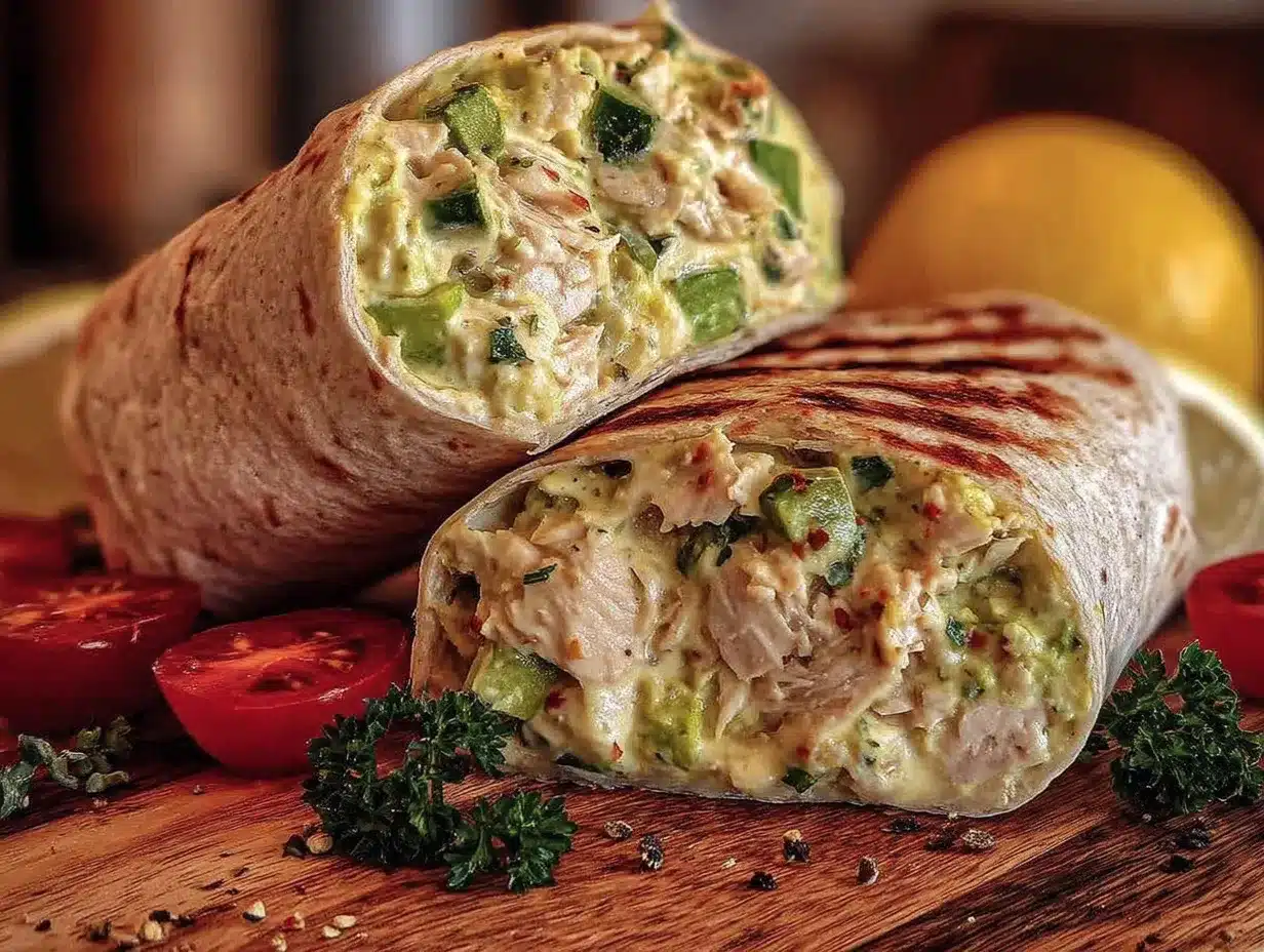 Quick Creamy Avocado Chicken Salad Wraps preparation steps