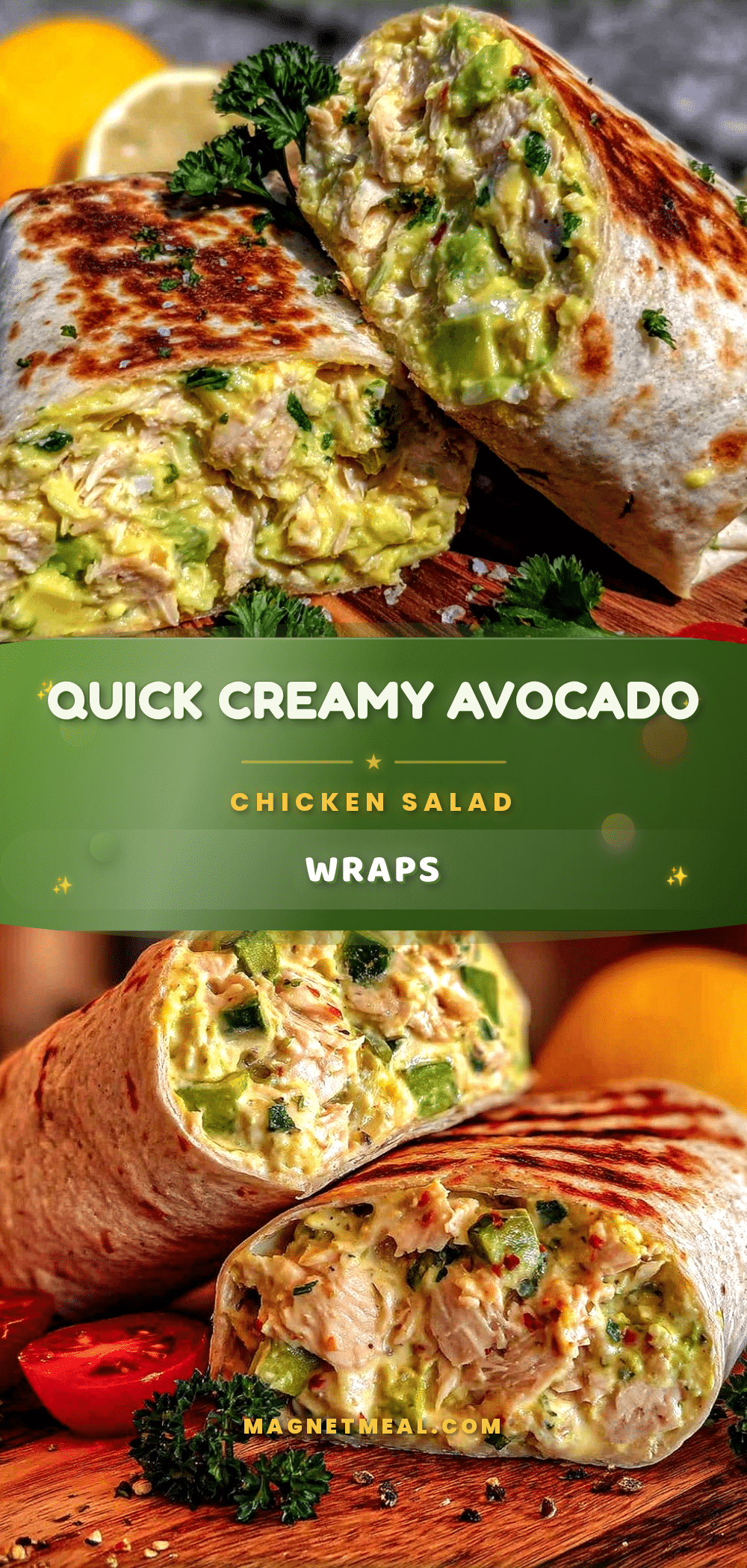 Quick Creamy Avocado Chicken Salad Wraps recipe