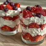 red white and blue berry parfaits - featured image