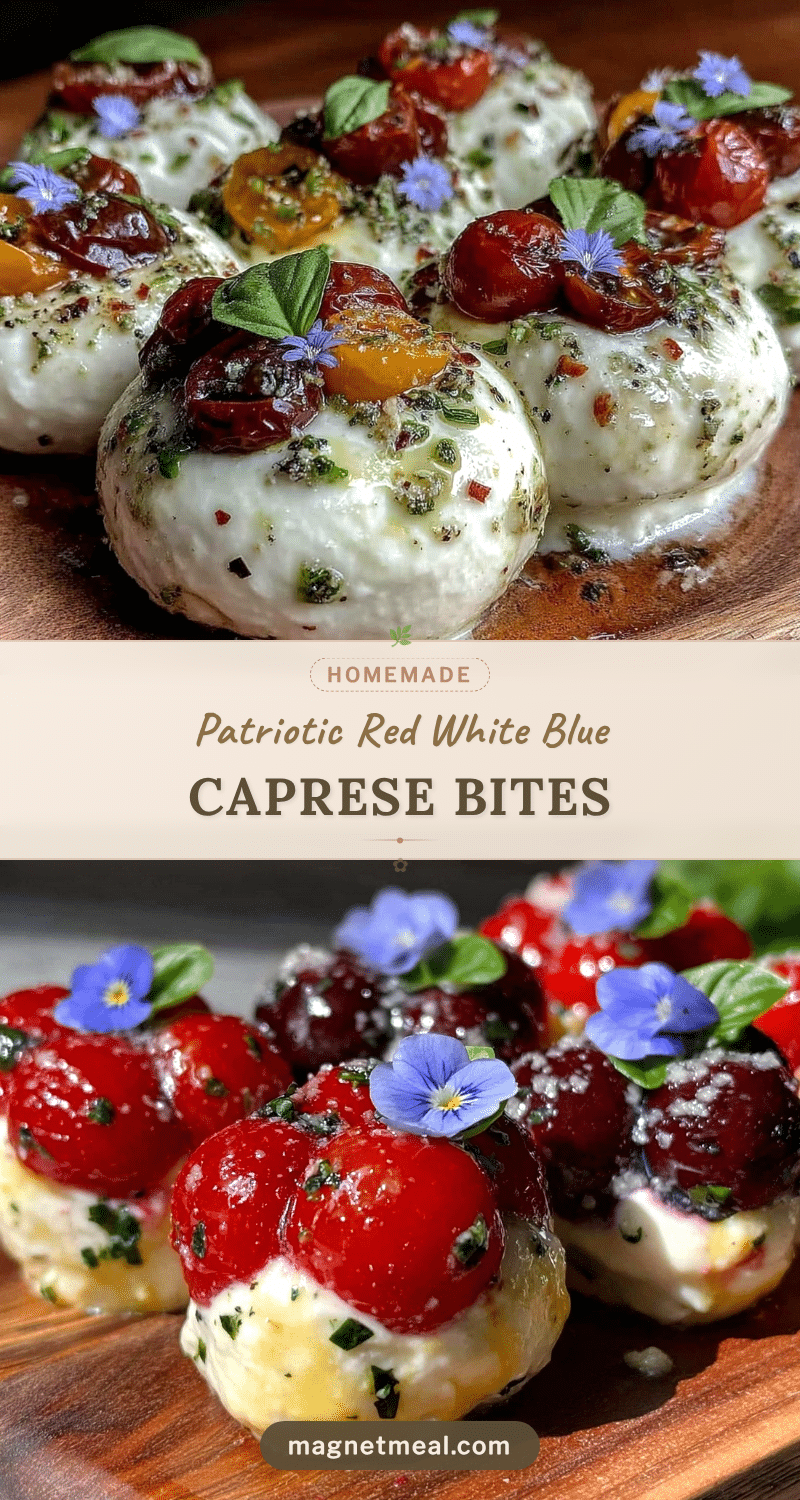 red white and blue caprese salad bites recipe