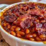 savory brown sugar baked beans - featured image
