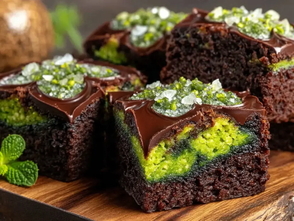 shamrock-shaped mint chocolate brownies - featured image