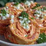 spicy buffalo chicken pinwheel roll-ups - featured image