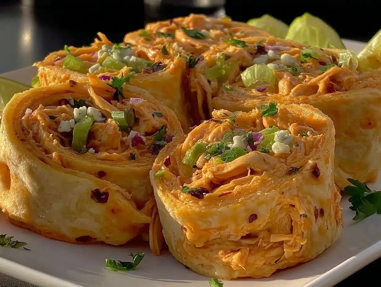 spicy buffalo chicken pinwheel roll-ups preparation steps