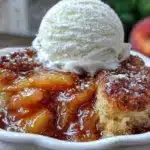 brown butter peach cobbler - featured image