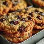 chewy peanut butter chocolate chip oatmeal cookies - featured image
