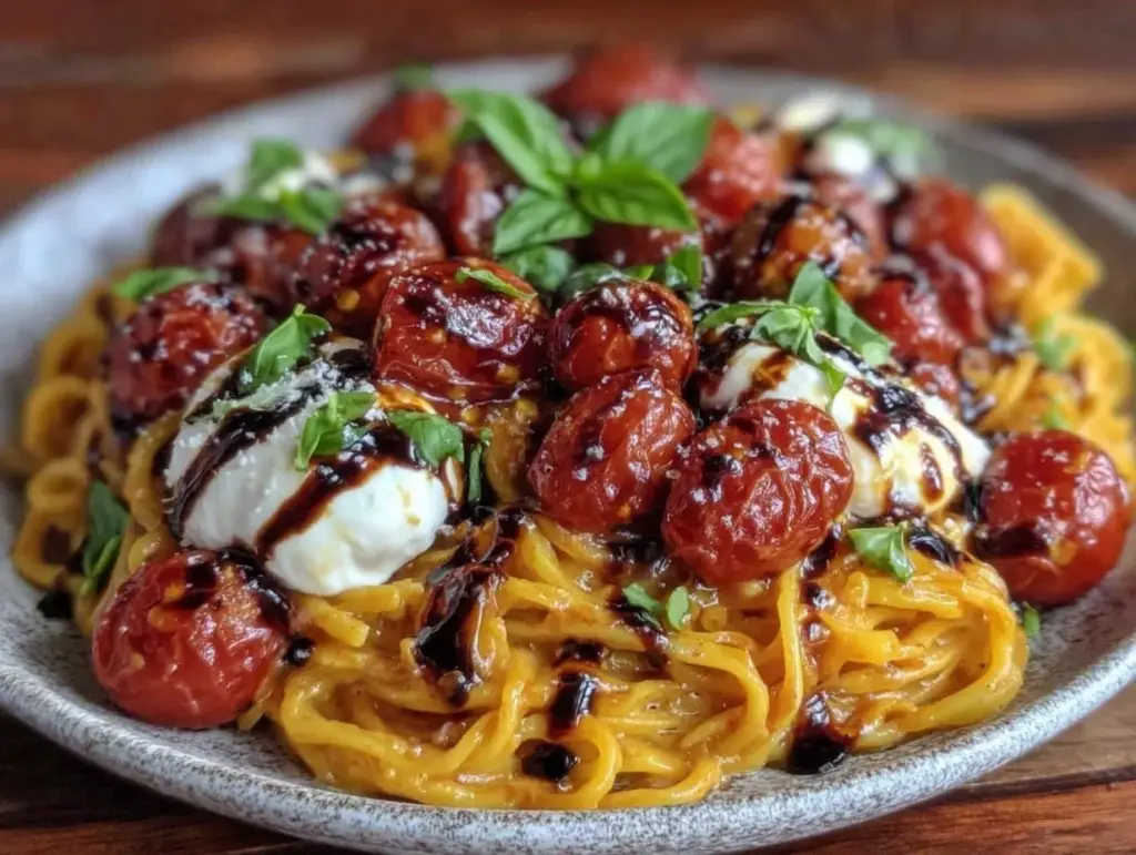 Creamy Burrata Caprese Pasta - featured image