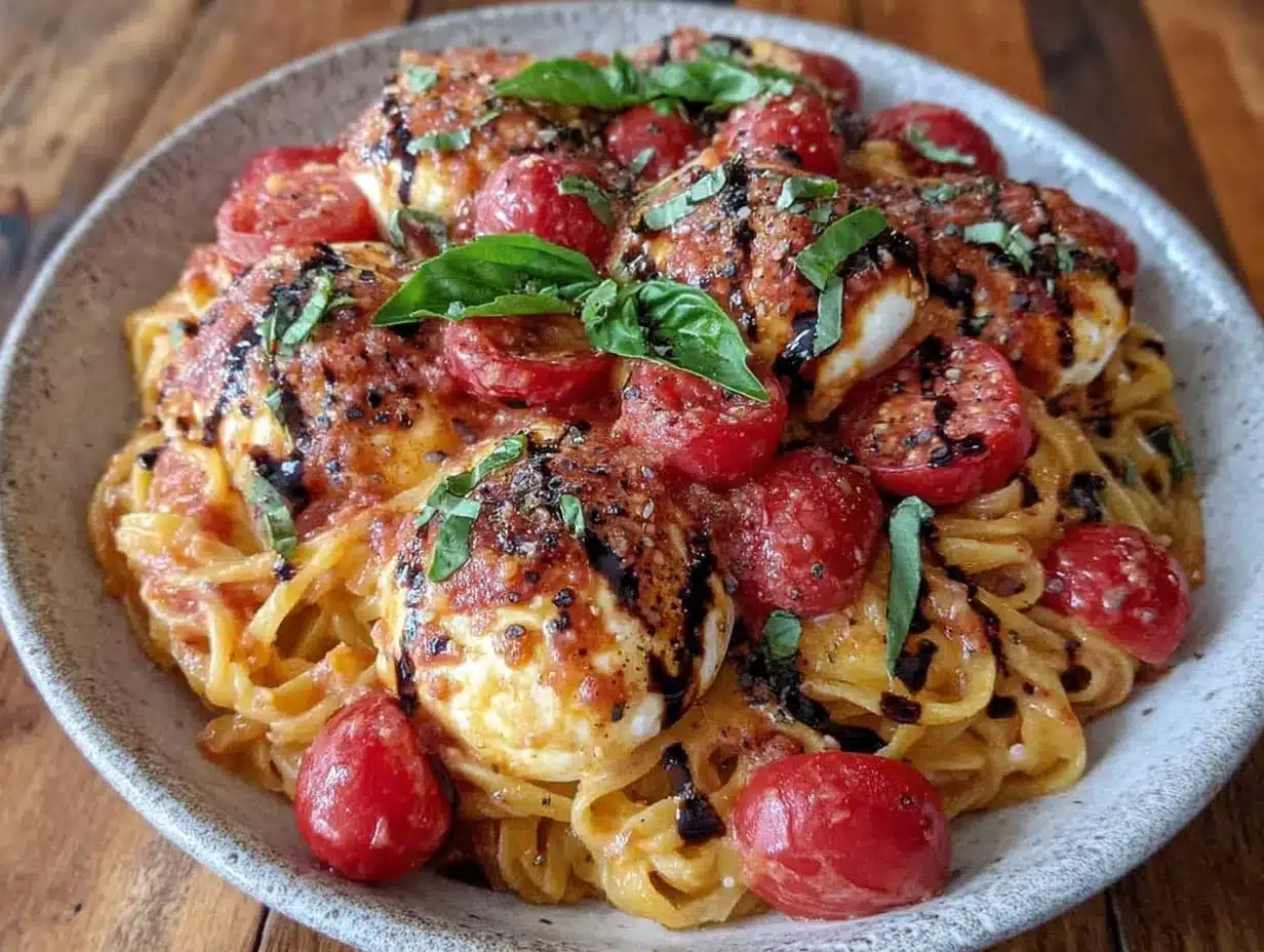 Creamy Burrata Caprese Pasta preparation steps