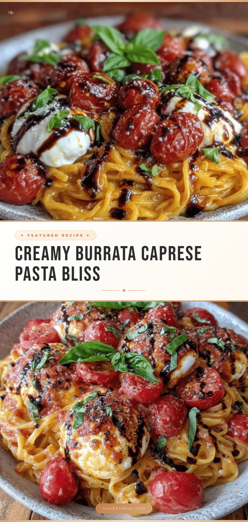 Creamy Burrata Caprese Pasta recipe