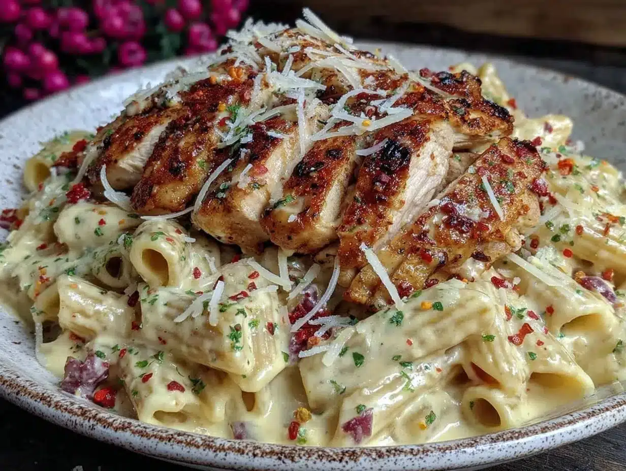 Creamy Cajun Chicken Alfredo Penne preparation steps