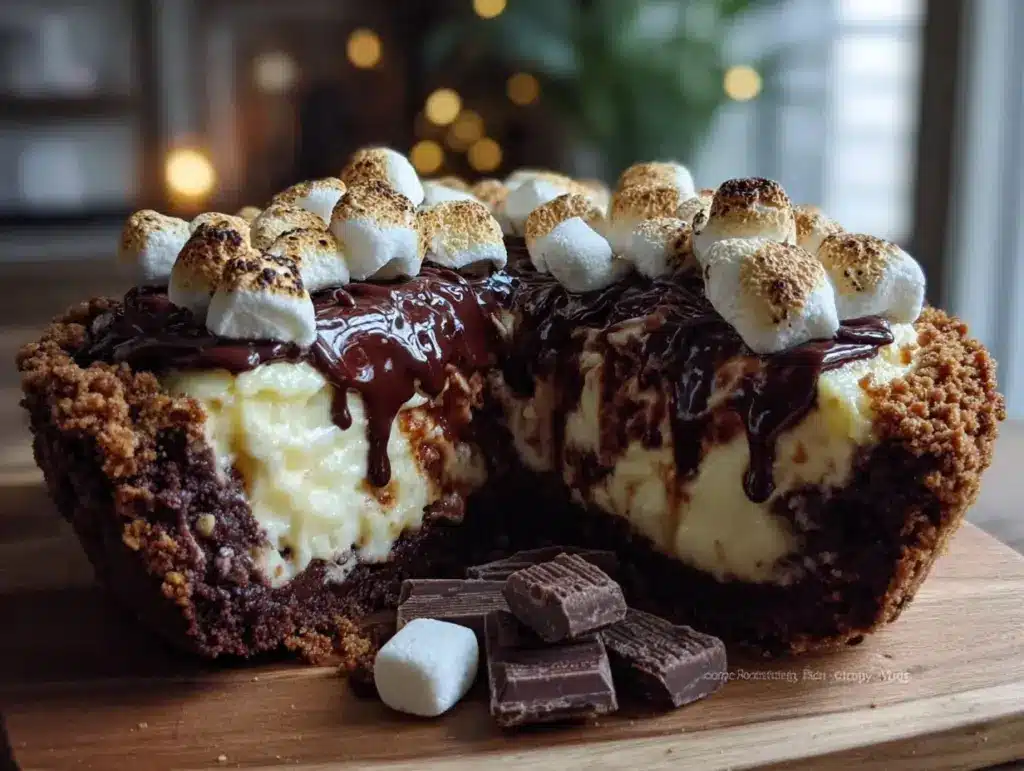 creamy frozen s’mores pie - featured image