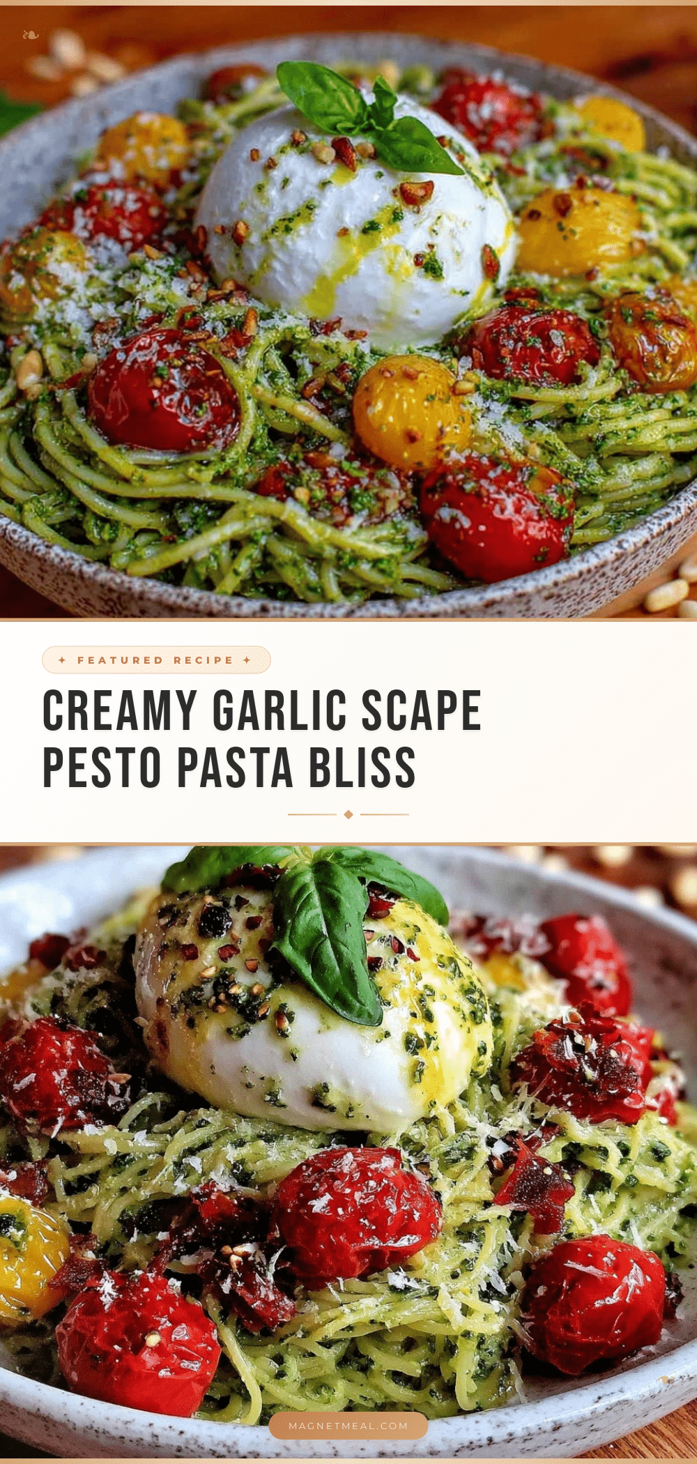 creamy garlic scape pesto pasta recipe