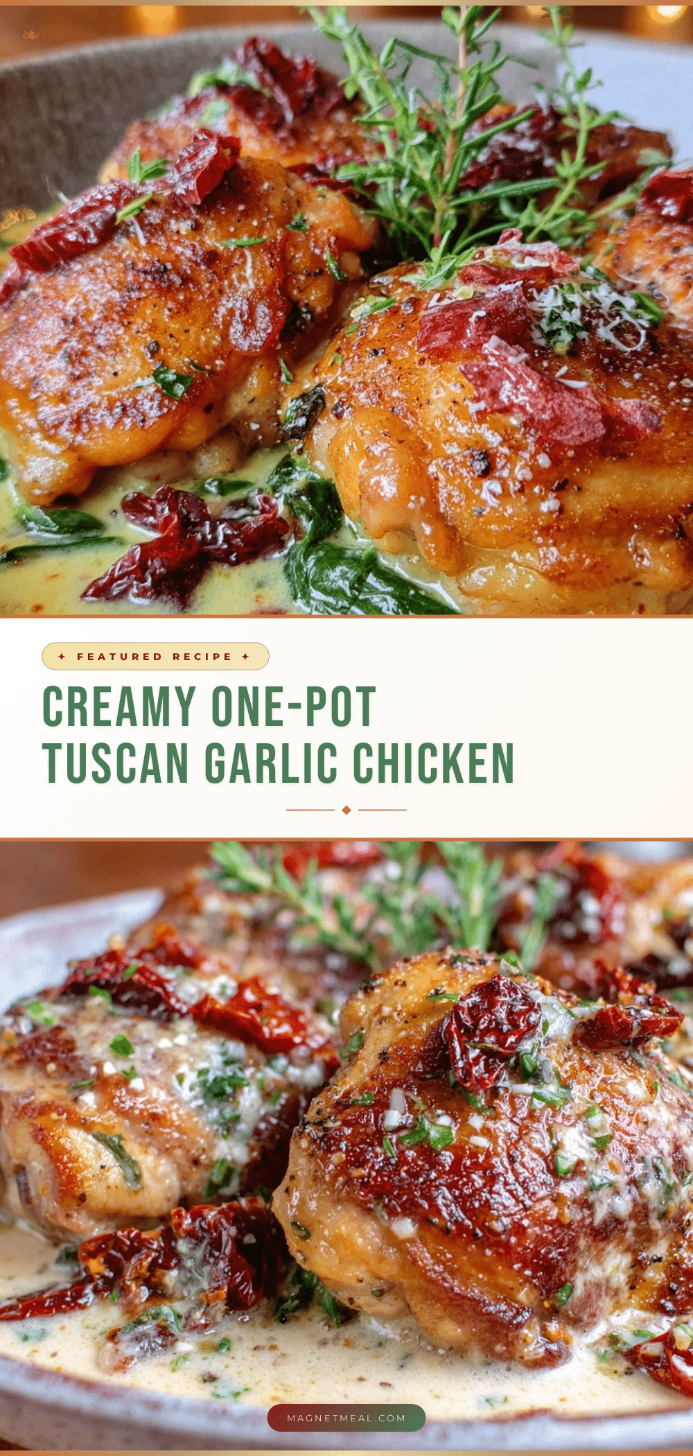 creamy one-pot tuscan garlic chicken recipe