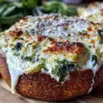 creamy spinach artichoke dip parmesan bread bowl - featured image