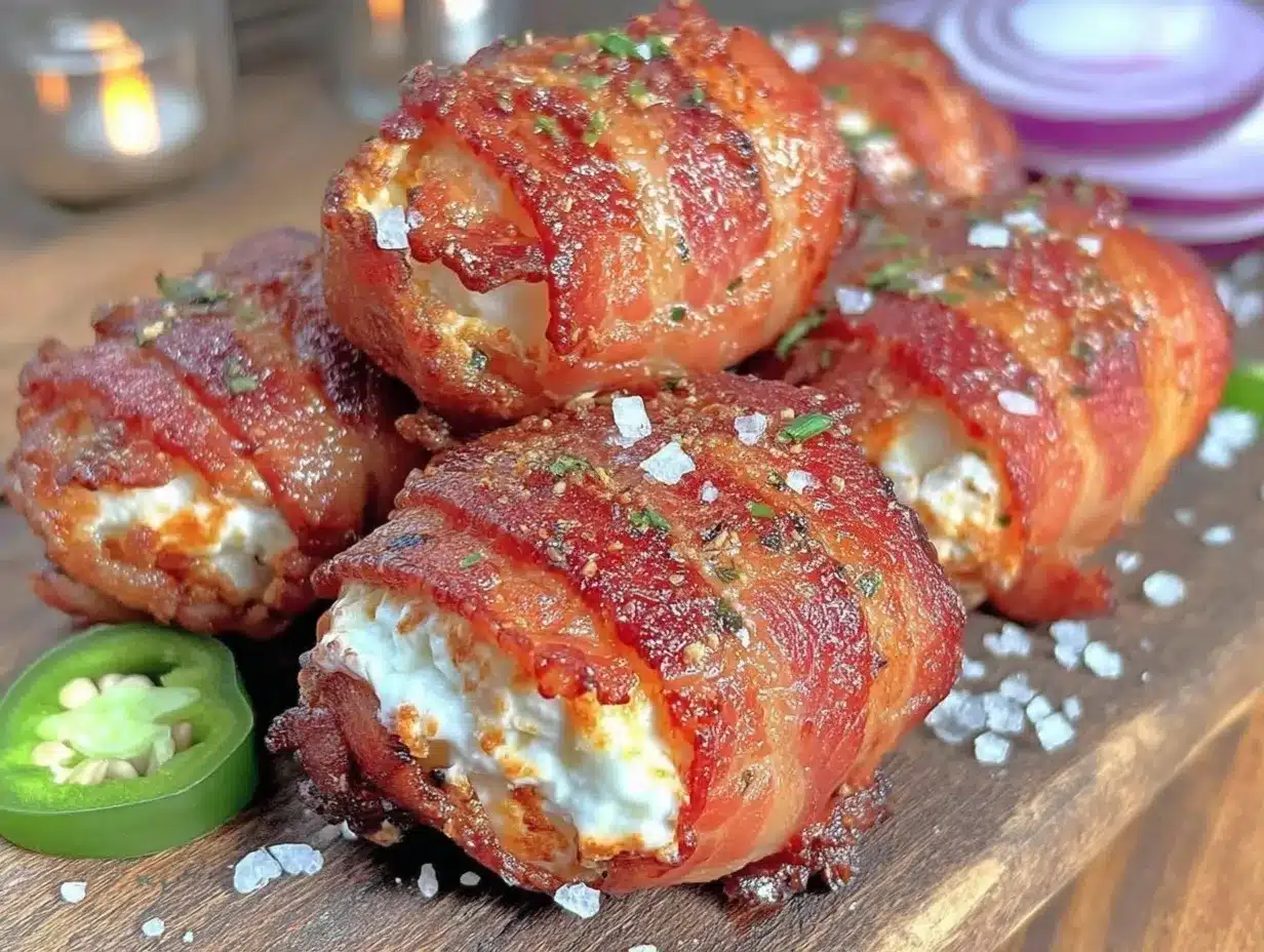 crispy baked cream cheese jalapeño poppers wrapped in bacon preparation steps